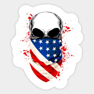 skull bandanas american usa flag Sticker